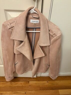 Calvin Klein Blush Suede Moto Jacket